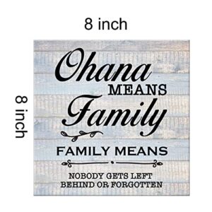 Family Sign Wall Art Prints Canvas Painting Rustic Ohana Means Family Family Means Nobody Gets Left Behind or Forgotten Print Country Home Decor 8" x 8"