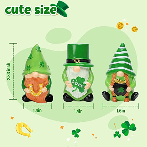 NEWLIGHTURE 3Pcs St. Patrick's Day Gnome Tiered Tray Decor, Lucky Gift Resin Gnome Decorations, Home Ornaments for Table, Shelf