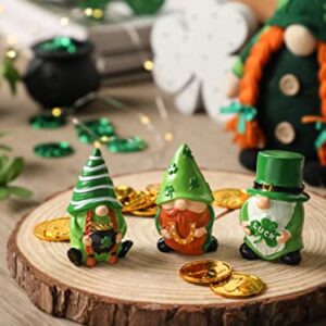 NEWLIGHTURE 3Pcs St. Patrick's Day Gnome Tiered Tray Decor, Lucky Gift Resin Gnome Decorations, Home Ornaments for Table, Shelf