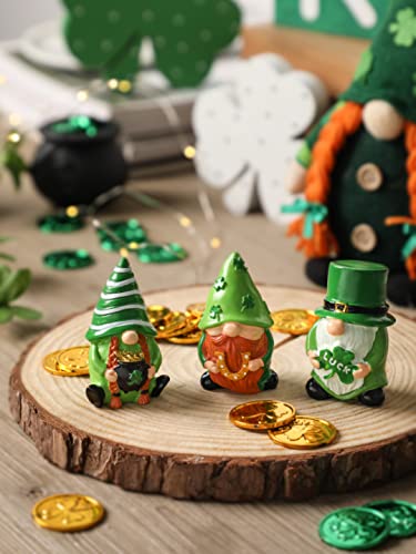 NEWLIGHTURE 3Pcs St. Patrick's Day Gnome Tiered Tray Decor, Lucky Gift Resin Gnome Decorations, Home Ornaments for Table, Shelf