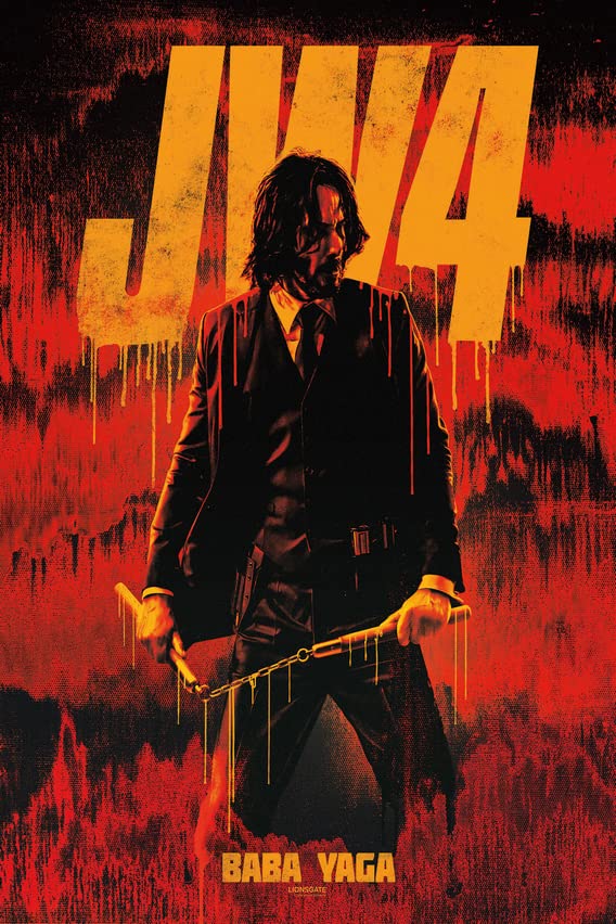 John Wick Chapter 4 Keanu Reeves Movie Poster Canvas Art Poster and Wall Art Picture Print Modern Family Bedroom Decor Posters 24x36 Inches