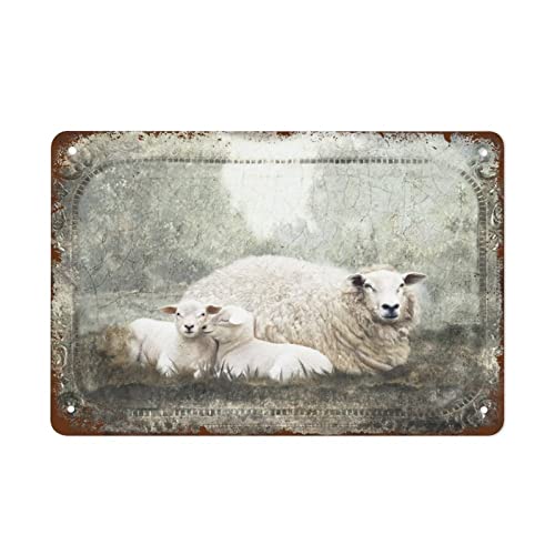 NAMEY Retro Metal Tin Sign Vintage Signs Sheep Antique Art Paintings Vintage Wall Decor Tin Sign Funny Decorations for Home Cafes Office Store Pubs Club Metal Poster 8x12 Inch