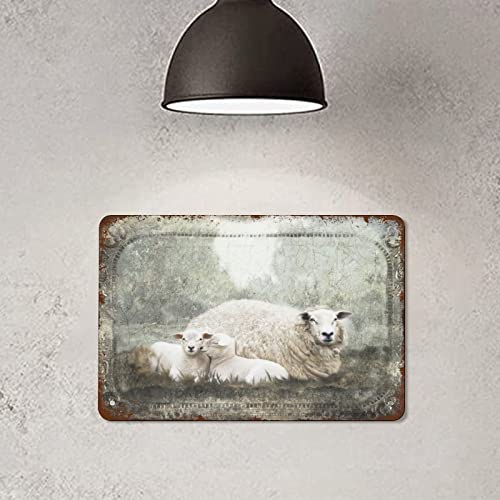 NAMEY Retro Metal Tin Sign Vintage Signs Sheep Antique Art Paintings Vintage Wall Decor Tin Sign Funny Decorations for Home Cafes Office Store Pubs Club Metal Poster 8x12 Inch