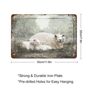 NAMEY Retro Metal Tin Sign Vintage Signs Sheep Antique Art Paintings Vintage Wall Decor Tin Sign Funny Decorations for Home Cafes Office Store Pubs Club Metal Poster 8x12 Inch