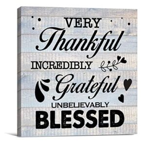 lameila thankful grateful sign wall art prints canvas painting rustic very thankful incredibly grateful unbelievably blessed print christian home decor 8″ x 8″