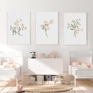 3 pieces canvas print floral watercolor wildflower poster painting inspirational pictures baby girl nursery wall art gifts artwork wall decor for girl nursery home decor with inner frame