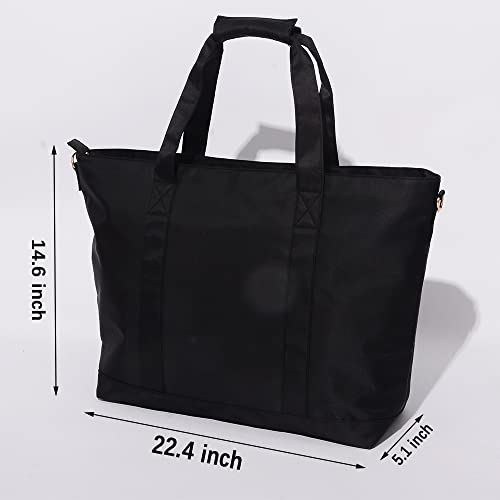 YogoRun Large Tote Handbag Business Handbag Boutique Tote Bag Nylon Unisex (Black)