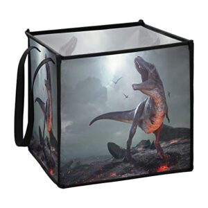 keepreal 3d tyrannosaurus rex cube storage bin with handles, large collapsible organizer storage basket for home decorative(1pack,13 x 13 x 13 in)