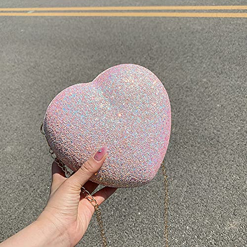 Elegant Sequins Love Heart-shaped Evening Clutch Bag Diamonds Ladies Handbags