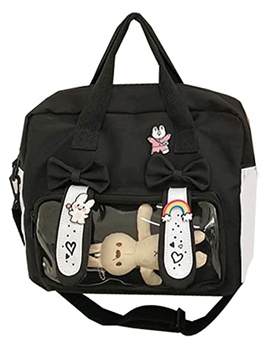 Obosoyo Kawaii Backpack Tote Bag Aesthetic with Accessories Crossbody Bags for Women Shoulder bag School Bag Cute