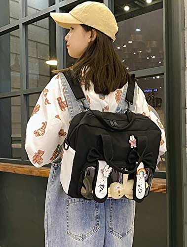 Obosoyo Kawaii Backpack Tote Bag Aesthetic with Accessories Crossbody Bags for Women Shoulder bag School Bag Cute