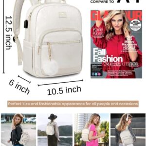 MATEIN Purse Backpack for Women, Waterproof Small Cute Fashion Shoulder Bag with USB Charging Port, Lightweight Mini Casual Daily Travel Backpack Daypack Gift for Ladies Teens Girls, Beige