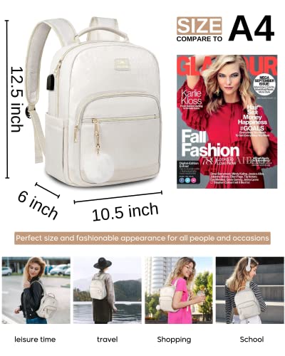 MATEIN Purse Backpack for Women, Waterproof Small Cute Fashion Shoulder Bag with USB Charging Port, Lightweight Mini Casual Daily Travel Backpack Daypack Gift for Ladies Teens Girls, Beige