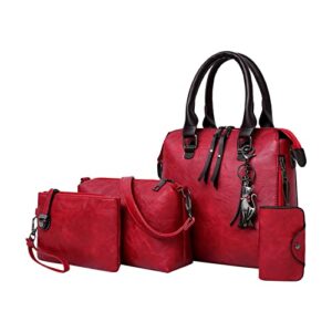 4pcs Women Fashion Handbags Wallet Tote Bag Shoulder Bag Top Handle Satchel Purse Set