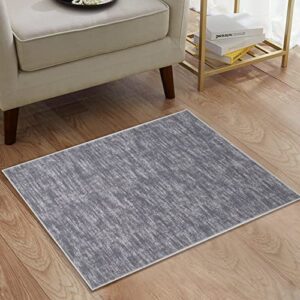 RUGSREAL Small Contemporary Area Rug Modern Solid Indoor Throw Carpe Machine Washable Non-Slip Low-Pile Area Rug for Living Room Bedroom Laundry, 2' x 3' Grey