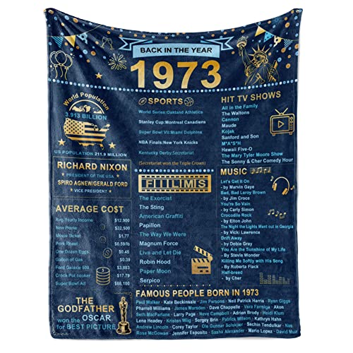 Shanfeirui 50th Birthday Gifts for Women, 50th Birthday Gifts for Men, 50th Birthday, 50th Wedding, 50th Wedding Ideas, Back in 1973 Gifts Blanket 50 × 60 inches