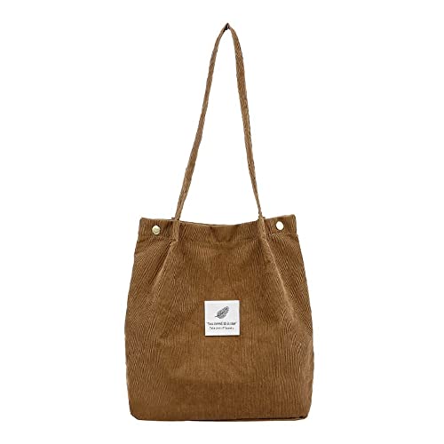 Fashion Travel Color Tote Shoulder Women Satchel Hand Bag Corduroy Bag Bag Bag Shoulder Bag Men (Coffee, One Size)