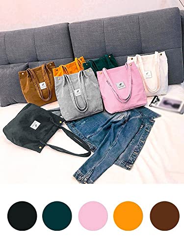 Fashion Travel Color Tote Shoulder Women Satchel Hand Bag Corduroy Bag Bag Bag Shoulder Bag Men (Coffee, One Size)