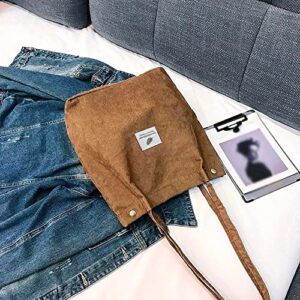 Fashion Travel Color Tote Shoulder Women Satchel Hand Bag Corduroy Bag Bag Bag Shoulder Bag Men (Coffee, One Size)