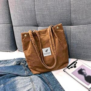 Fashion Travel Color Tote Shoulder Women Satchel Hand Bag Corduroy Bag Bag Bag Shoulder Bag Men (Coffee, One Size)