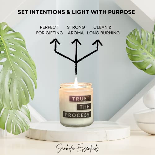 Sankofa Essentials - Intentional Soy Wax Candle - Trust The Process Candle - Highly Scented - 35 Hour Burn Time - Single Cotton Wick - Manifestation & Affirmation Candle - 8 Ounce (Smooth Jazz)