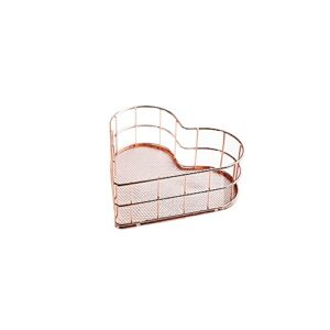 ACHVAC Rolling Shelf Creative Heart-Shaped Storage Basket, Metal Storage Basket, Simple Wrought Iron, Sundries Cosmetic Storage Box, Cute Girl，Size：17 * 5.8cm (Color : Pink)