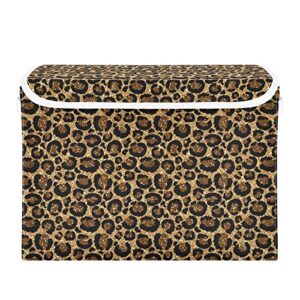 domiking fashion leopards large storage bin with lid collapsible shelf baskets box with handles toys organizer for nursery drawer shelves cabinet