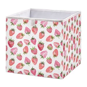 kigai strawberries cube storage bins – 11x11x11 in large foldable cubes organizer storage basket for home office, nursery, shelf, closet