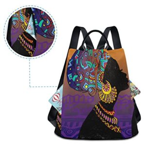 ALAZA Portrait Ethnic African Woman Backpack Purse for Women School Travel Bag Anti Theft Back Pack Fashion Shoulder Bag with Adjustable Straps