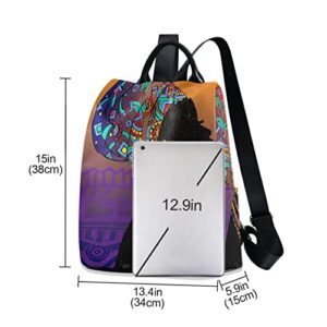 ALAZA Portrait Ethnic African Woman Backpack Purse for Women School Travel Bag Anti Theft Back Pack Fashion Shoulder Bag with Adjustable Straps