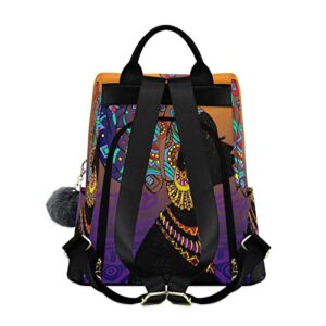 ALAZA Portrait Ethnic African Woman Backpack Purse for Women School Travel Bag Anti Theft Back Pack Fashion Shoulder Bag with Adjustable Straps