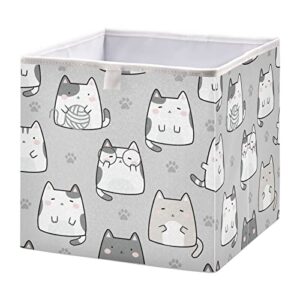 kigai cute cat cube storage bins – 11x11x11 in large foldable cubes organizer storage basket for home office, nursery, shelf, closet