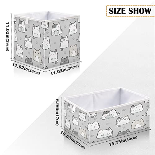 Kigai Cute Cat Cube Storage Bins - 11x11x11 in Large Foldable Cubes Organizer Storage Basket for Home Office, Nursery, Shelf, Closet