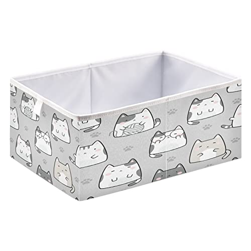 Kigai Cute Cat Cube Storage Bins - 11x11x11 in Large Foldable Cubes Organizer Storage Basket for Home Office, Nursery, Shelf, Closet