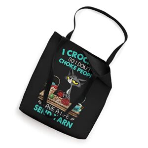 I Crochet So I Dont Choke People Cute Black Cat Knit Vintage Tote Bag