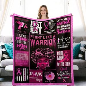 breast cancer awareness blanket, black women fight like a warrior flannel soft cozy throw blanket breast cancer pink ribbon decorative throws, breast cancer survivor gifts for women 50×60 inches