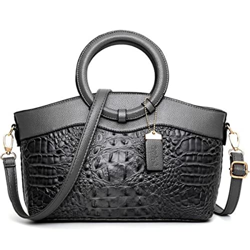 XingChen Crocodile Pattern Handbag for Women Leather Ring Top Handle Satchel Style Shoulder Bag Fashion Purse Embossed Tote