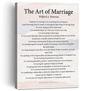 Motivational the Art of Marriage Quote Canvas Painting Framed Wall Art Decor for Home Living Room, Inspirational Marriage Poem Canvas Poster Print Decorative Wedding Gift