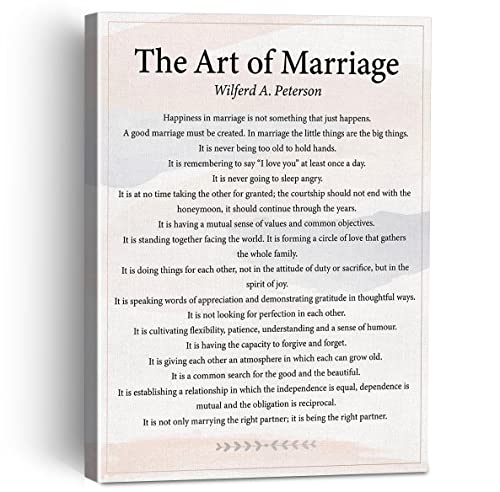 Motivational the Art of Marriage Quote Canvas Painting Framed Wall Art Decor for Home Living Room, Inspirational Marriage Poem Canvas Poster Print Decorative Wedding Gift