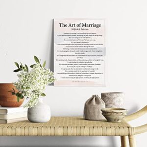 Motivational the Art of Marriage Quote Canvas Painting Framed Wall Art Decor for Home Living Room, Inspirational Marriage Poem Canvas Poster Print Decorative Wedding Gift