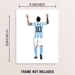 Football Star Cristiano Ronaldo and Lionel Messi Posters Wall Art, Neymar Kylian Mbappe Soccer Canvas Posters, World Cup Posters for Office Living Room Boys Room Man Cave Decor, Set of 4 (8"x10" Unframed)