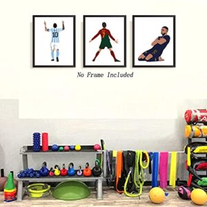 Football Star Cristiano Ronaldo and Lionel Messi Posters Wall Art, Neymar Kylian Mbappe Soccer Canvas Posters, World Cup Posters for Office Living Room Boys Room Man Cave Decor, Set of 4 (8"x10" Unframed)