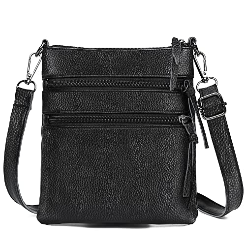 Genuine Leather Small Crossbody Bags for Women Black