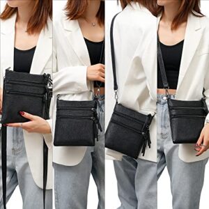 Genuine Leather Small Crossbody Bags for Women Black