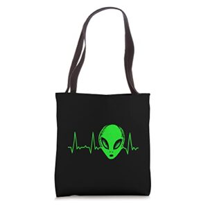 heartbeat alien tote bag