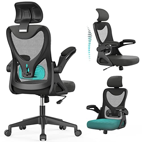 Office Chair - Ergonomic Desk Chair with Adjustable 2D Headrest & Lumbar & Armrest, Upgraded Comfy Cushion, Tilting & Height Adjustment Computer Chair High Back Home Office Desk Chairs