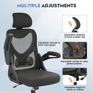 Office Chair - Ergonomic Desk Chair with Adjustable 2D Headrest & Lumbar & Armrest, Upgraded Comfy Cushion, Tilting & Height Adjustment Computer Chair High Back Home Office Desk Chairs