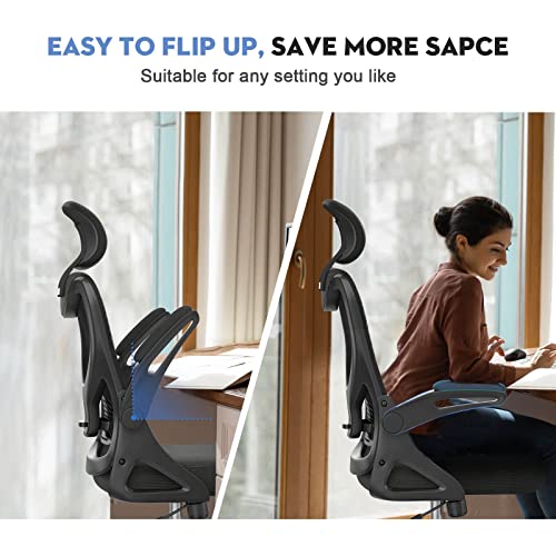 Office Chair - Ergonomic Desk Chair with Adjustable 2D Headrest & Lumbar & Armrest, Upgraded Comfy Cushion, Tilting & Height Adjustment Computer Chair High Back Home Office Desk Chairs