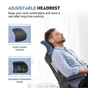 Office Chair - Ergonomic Desk Chair with Adjustable 2D Headrest & Lumbar & Armrest, Upgraded Comfy Cushion, Tilting & Height Adjustment Computer Chair High Back Home Office Desk Chairs