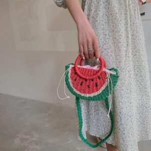 SFMZCM Braided Beach Summer Bag Fashion Rattan Totes Lady Shoulder Bags Women Woven Hand-Made Handbags